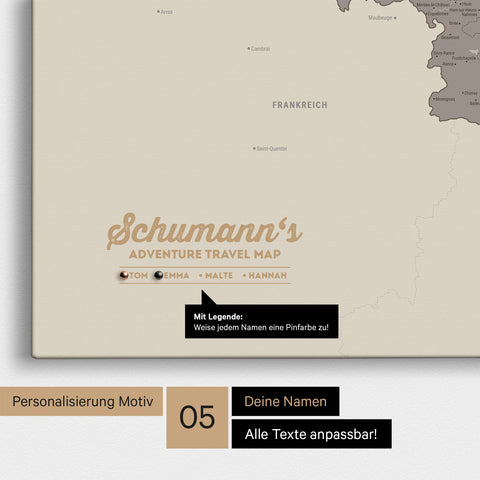 Carte de Benelux TRAVEL® à épingles – Warmgray