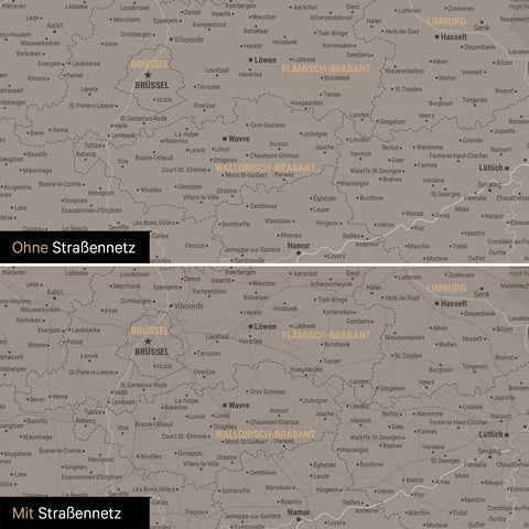 Carte de Benelux TRAVEL® à épingles – Warmgray