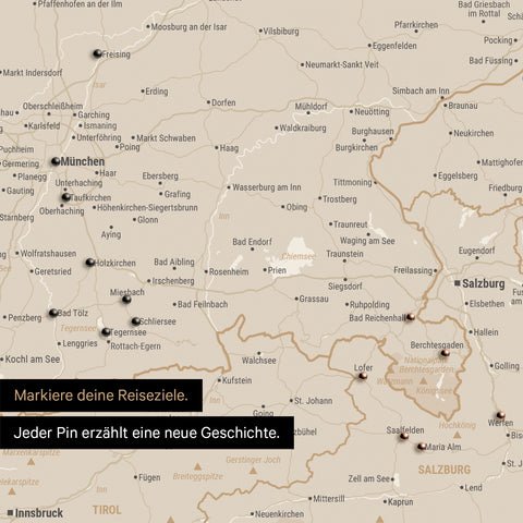 Carte DACH TRAVEL® Carte à épingles – Or