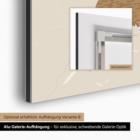 Alu-Galerie-Aufhängung für eine magnetische DACH-Karte für eine schwebende Optik