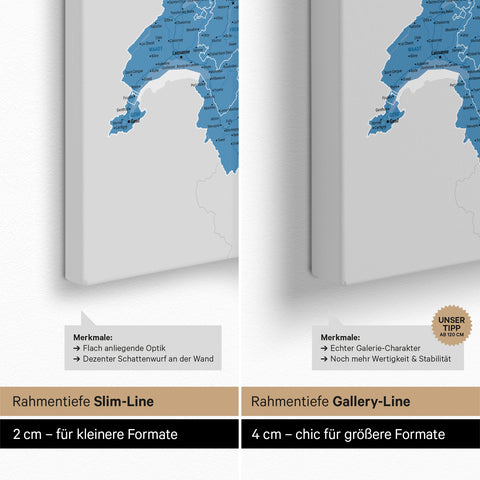 Carte DACH TRAVEL® Carte à épingles – Bleu Océan