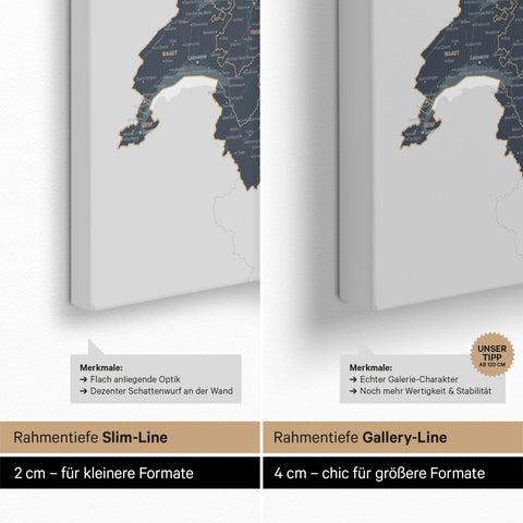 Carte DACH TRAVEL® Carte à épingles – Bleu Denim