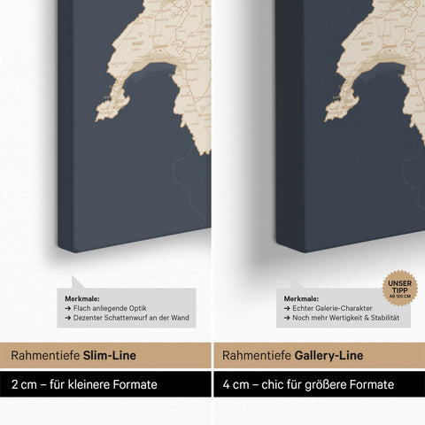 Carte DACH TRAVEL® Carte à épingles – Hale Navy (Bleu marine foncé-or)