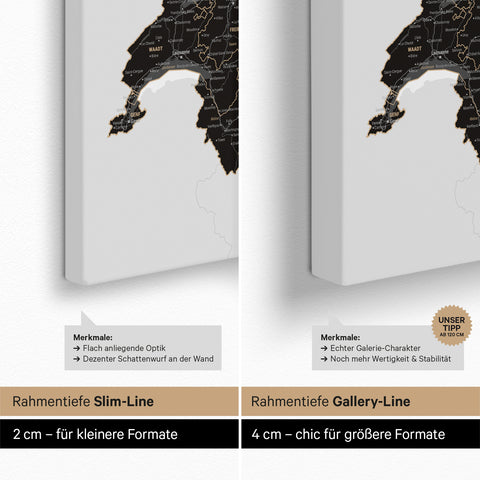 Carte DACH TRAVEL® Carte à épingles – Noir clair (Blanc-Noir)