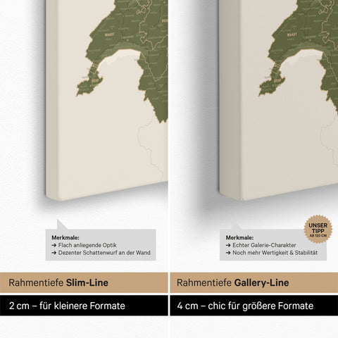 Carte DACH TRAVEL® Carte à épingles – Vert Olive
