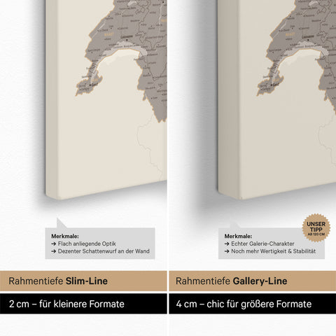 Carte DACH TRAVEL® Carte à épingles – Warmgray (Brun-Gris)