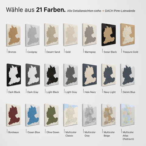Poster Premium TRAVEL® carte DACH – en 21 couleurs