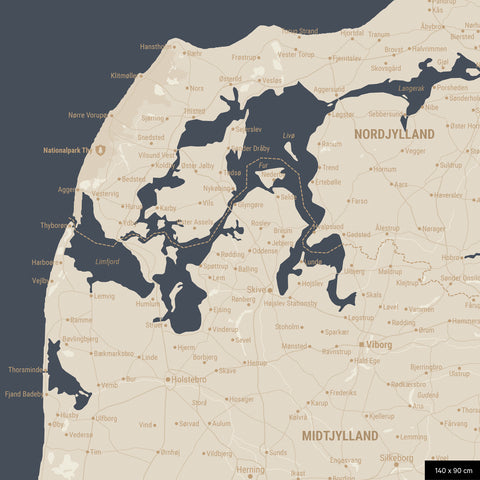 Dänemark-Karte TRAVEL® Pinn-Leinwand – Hale Navy