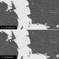 Dänemark-Karte Pinn-Leinwand in Light Gray mit optional  eingedrucktem Straßennetz aus Autobahnen und Landstraßen