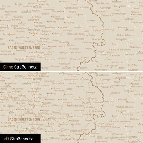 Deutschland-Karte Leinwand in Hale Navy (Dunkelblau) wahlweise mit oder ohne Straßennetz