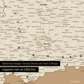 Ausschnitte einer Deutschlandkarte mit Bayern als Pinn-Leinwand in Treasure Gold mit Bergen, Seen und 2.500 Orten