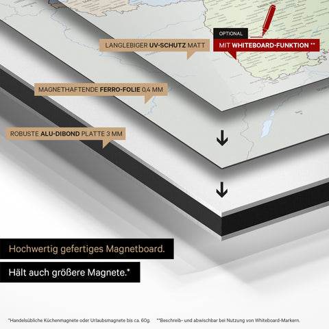 Carte magnétique de l'Allemagne TRAVEL® Tableau magnétique – Atlas multicolore