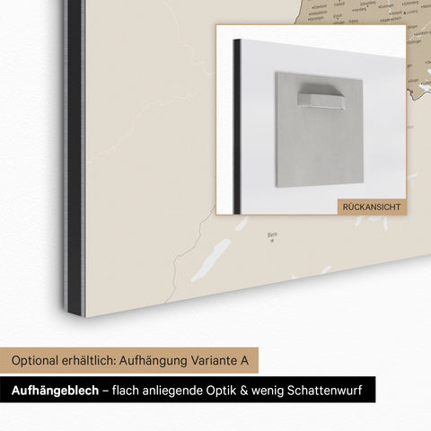 Carte magnétique de l'Allemagne TRAVEL® Tableau magnétique – Multicolore Beige