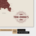 Magnetboard mit Deutschland-Karte in Bordeaux Rot mit rundem Logo als Personalisierung