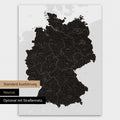Neutrale und schlichte Ausführung einer magnetischen Deutschland-Karte in Light Black