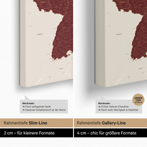 Carte d'Allemagne TRAVEL® Carte à épingles – Bordeaux Rouge