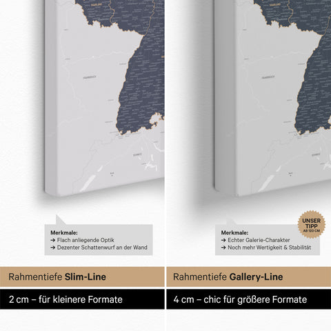 Carte d'Allemagne TRAVEL® Carte à épingles – Bleu Denim
