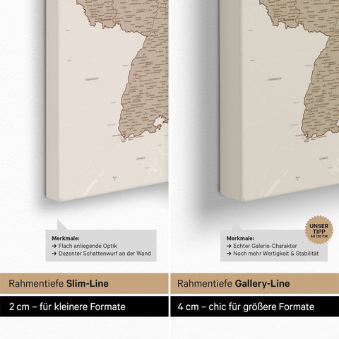 Carte d'Allemagne TRAVEL® Carte à épingles – Sable du désert (Beige)