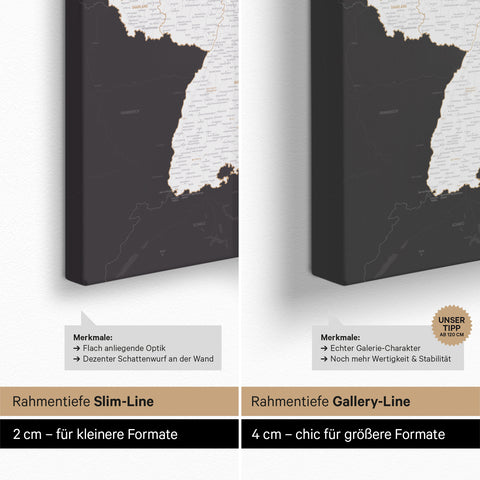 Carte d'Allemagne TRAVEL® Carte à épingles – Gris foncé (Dunkelgrau)