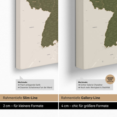 Carte d'Allemagne TRAVEL® Carte à épingles – Olive Green