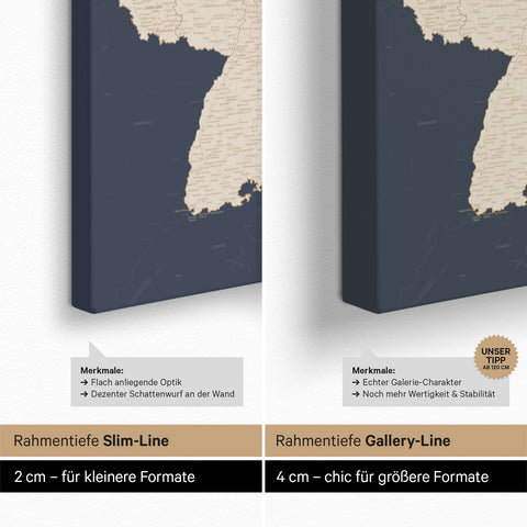 Carte d'Allemagne TRAVEL® Carte à épingles – Hale Navy (Bleu marine foncé-Or)