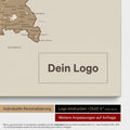Deutschland-Karte als Pinn-Leinwand in Multicolor Brown mit Eindruck eines Firmenlogos