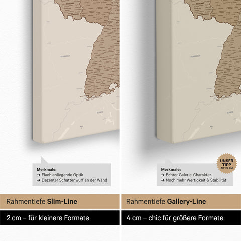 Carte d'Allemagne TRAVEL® Carte à épingles – Multicolore Marron