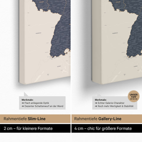 Carte d'Allemagne TRAVEL® Carte à épingles – Bleu marine clair