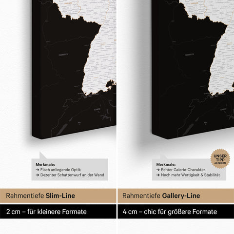 Carte d'Allemagne TRAVEL® Carte à épingles – Noir foncé (Noir et blanc)