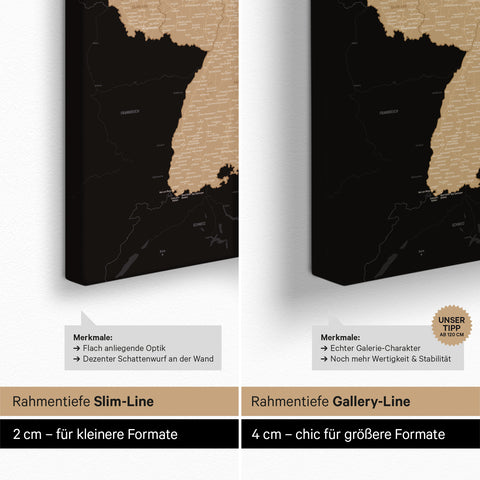 Carte d'Allemagne TRAVEL® Carte à épingles – Sonar Black (Noir-Or)