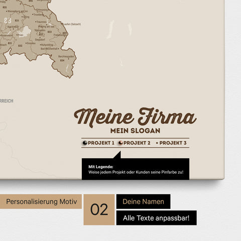 Carte d'Allemagne PLZ® (Codes postaux à 1-2-3 chiffres) Carte à épingles – Sable désertique