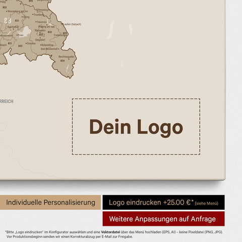 Carte d'Allemagne PLZ® (Codes postaux à 1-2-3 chiffres) Carte à épingles – Sable désertique