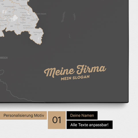 Carte d'Allemagne PLZ® (Codes postaux à 1-2-3 chiffres) Carte à épingles – Gris foncé