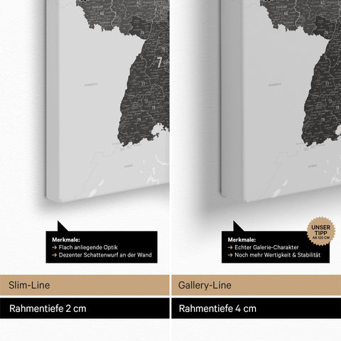 Carte d'Allemagne PLZ® (Codes postaux à 1-2-3 chiffres) Carte à épingles – Noir clair