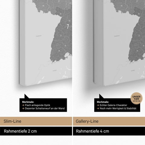 Carte d'Allemagne PLZ® (Codes postaux à 1-2-3 chiffres) Carte à épingles – Gris clair