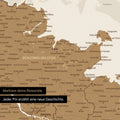 Detail einer Deutschland-Karte als Poster in Bronze mit Pins in Schleswig-Holstein