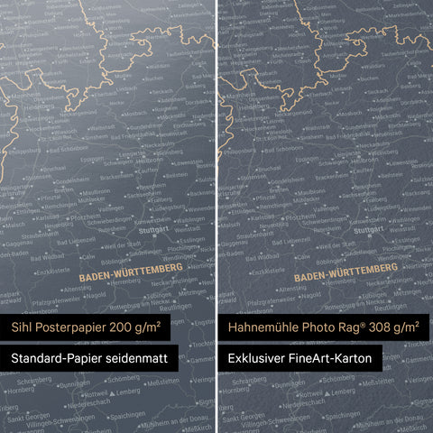 Carte d'Allemagne TRAVEL® Poster Premium – Bleu Denim