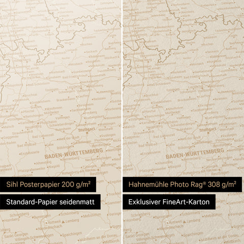 Carte d'Allemagne TRAVEL® Poster Premium – Hale Navy (Bleu marine foncé-Or)
