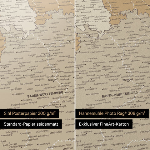 Carte d'Allemagne TRAVEL® Poster Premium – Multicolore Beige