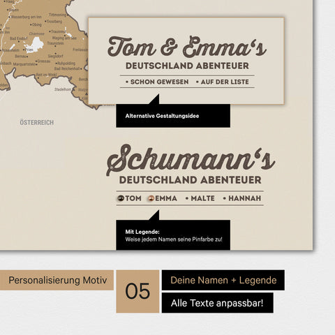 Carte d'Allemagne TRAVEL® Poster Premium – Multicolore Beige
