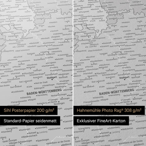 Carte d'Allemagne TRAVEL® Poster Premium – Multicolore Gris