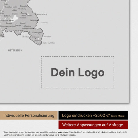 Carte d'Allemagne TRAVEL® Poster Premium – Multicolore Gris