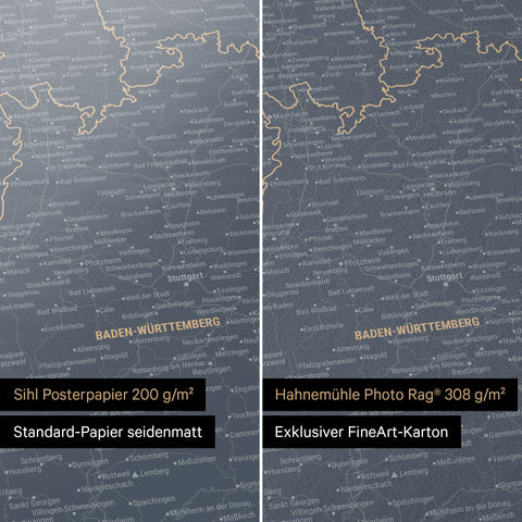 Carte d'Allemagne TRAVEL® Poster Premium – Bleu Marine Clair