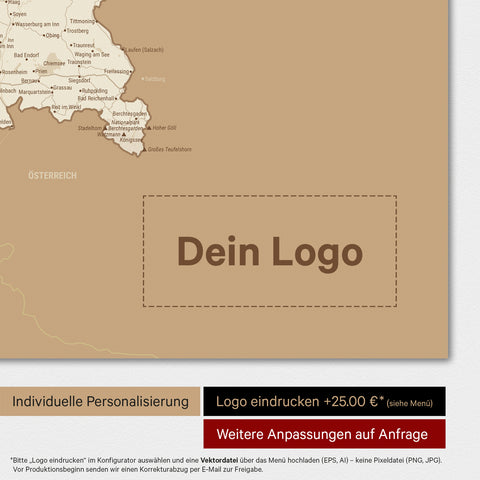Deutschland-Karte als Poster in Treasure Gold mit Eindruck eines Firmenlogos