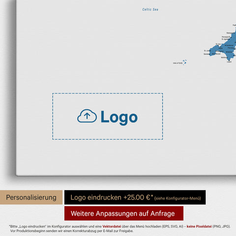 Carte d'Angleterre (Grande-Bretagne) & Irlande TRAVEL® Carte à épingles – Ocean Blue
