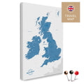 England- & Großbritannien-Karte mit Irland in Farbe Blau als Pinnwand Leinwand zum Pinnen und Markieren von Reisezielen
