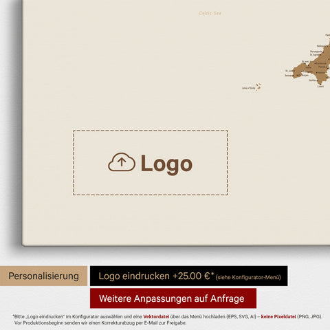 Carte d'Angleterre (Grande-Bretagne) & Irlande TRAVEL® Carte à épingles – Bronze