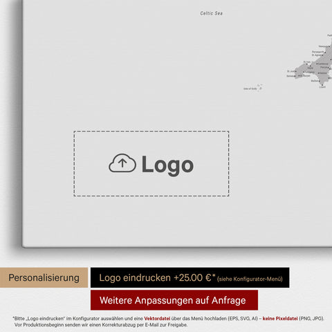Carte d'Angleterre (Grande-Bretagne) & Irlande TRAVEL® Carte à épingles – Gris Froid