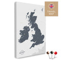 England- & Großbritannien-Karte mit Irland in Farbe Denim Blue als Pinnwand Leinwand zum Pinnen und Markieren von Reisezielen