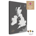England- & Großbritannien-Karte mit Irland in Farbe Dunkelgrau als Pinnwand Leinwand zum Pinnen und Markieren von Reisezielen